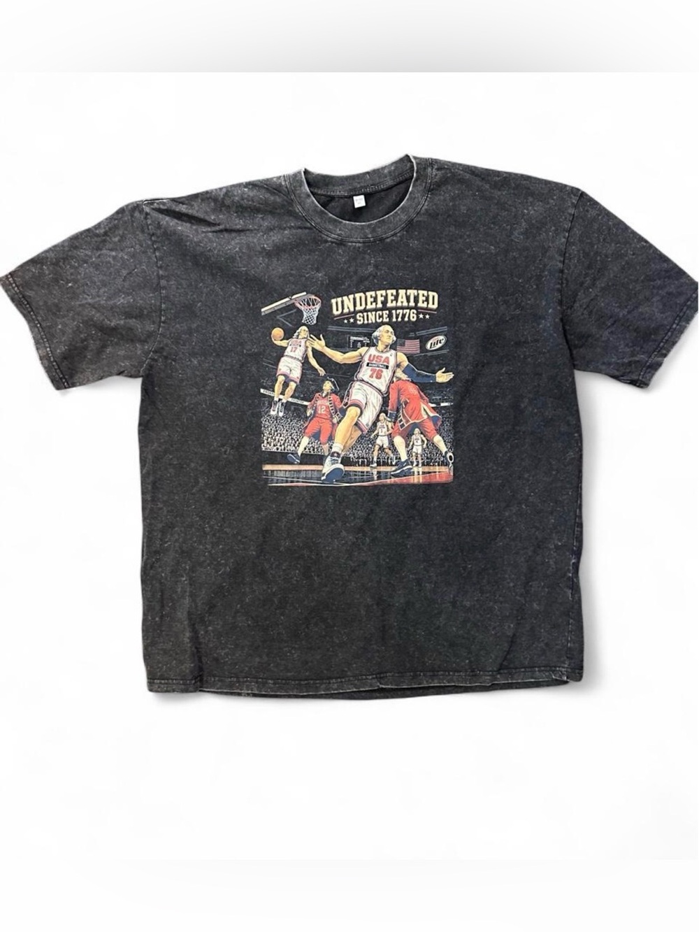 Black Vintage-Style Undefeated Basketball Graphic Tee